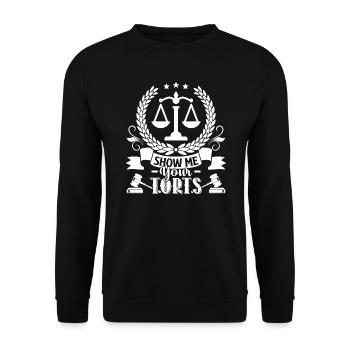 Lawyer Lawyer Tell Me Your Torts - Unisex Sweatshirt - black - Front - Alina (178cm) & Michal (187cm)