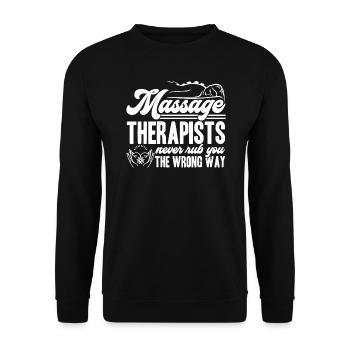 Massage Therapist Never Rub Wrong Way - Unisex Sweatshirt - black - Front - Alina (178cm) & Michal (187cm)