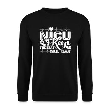 Nicu Nurse Nicu Nurse Keep The Beat All Day - Unisex Sweatshirt - black - Front - Alina (178cm) & Michal (187cm)