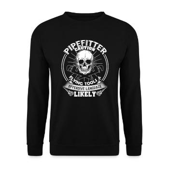 Pipefitter Pipefitter Caution - Unisex Sweatshirt - black - Front - Alina (178cm) & Michal (187cm)