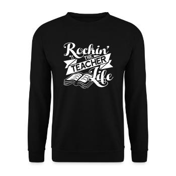 Teacher Rockin The Teacher Life - Unisex Sweatshirt - black - Front - Alina (178cm) & Michal (187cm)