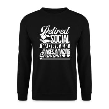 Social Worker Retired Social Worker - Unisex Sweatshirt - black - Front - Alina (178cm) & Michal (187cm)