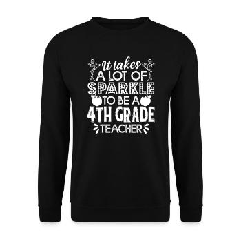 4th Grade Teacher Proud To Be 4th Grade Teacher - Unisex Sweatshirt - black - Front - Alina (178cm) & Michal (187cm)