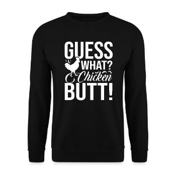 Chicken Guess What Chicken Butt - Unisex Sweatshirt - black - Front - Alina (178cm) & Michal (187cm)
