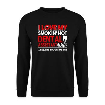 I Love My Smokin Hot Dental Assistant Wife - Unisex Sweatshirt - black - Front - Alina (178cm) & Michal (187cm)