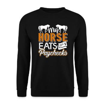 Horse My Horse Eats Paychecks - Unisex Sweatshirt - black - Front - Alina (178cm) & Michal (187cm)