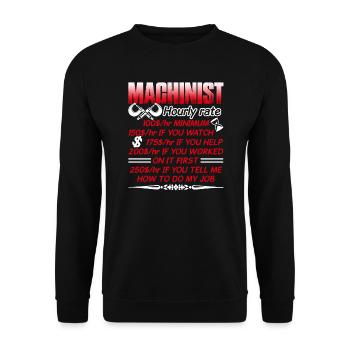 Machinist Machinist Hourly Rate - Unisex Sweatshirt - black - Front - Alina (178cm) & Michal (187cm)