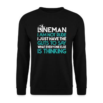 Lineman Lineman I Am Not Rude - Unisex Sweatshirt - black - Front - Alina (178cm) & Michal (187cm)