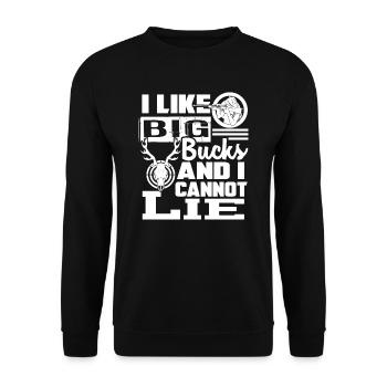 Deer Hunting Deer Hunting I Like Big Bucks - Unisex Sweatshirt - black - Front - Alina (178cm) & Michal (187cm)