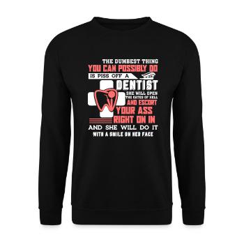 Dentist Piss Off A Dentist - Unisex Sweatshirt - black - Front - Alina (178cm) & Michal (187cm)