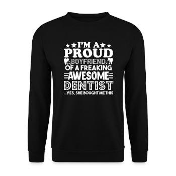 Dentist Proud Boyfriend Of Awesome Dentist - Unisex Sweatshirt - black - Front - Alina (178cm) & Michal (187cm)