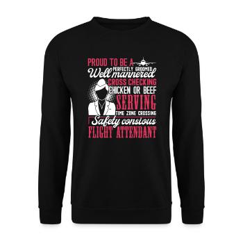 Flight Attendant Proud To Be Flight Attendant - Unisex Sweatshirt - black - Front - Alina (178cm) & Michal (187cm)
