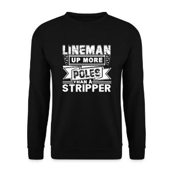 Lineman Lineman Up More Poles Than A Stripper - Unisex Sweatshirt - black - Front - Alina (178cm) & Michal (187cm)