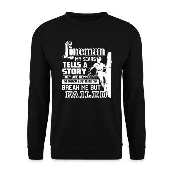 Lineman My Scars Tells A Story - Unisex Sweatshirt - black - Front - Alina (178cm) & Michal (187cm)