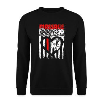 Massage Therapist Live Love Massage - Unisex Sweatshirt - black - Front - Alina (178cm) & Michal (187cm)