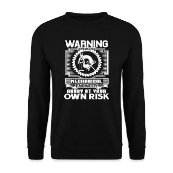 Mechanical Engineer Mechanical Engineer Warning - Unisex Sweatshirt - black - Front - Alina (178cm) & Michal (187cm)