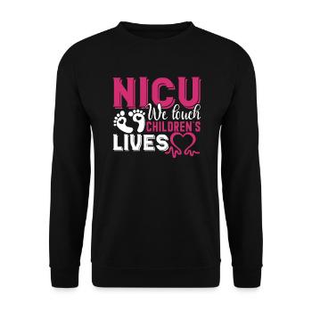 Nicu Nurse Nicu Nurse We Touch Children s Lives - Unisex Sweatshirt - black - Front - Alina (178cm) & Michal (187cm)