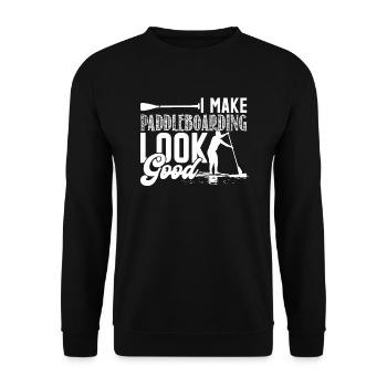 Paddleboarding I Make Paddleboarding Look Good - Unisex Sweatshirt - black - Front - Alina (178cm) & Michal (187cm)