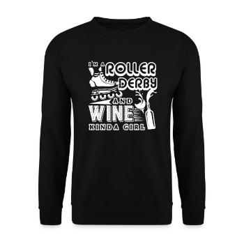 Roller Derby Im A Roller Derby And Wine Kinda Girl - Unisex Sweatshirt - black - Front - Alina (178cm) & Michal (187cm)
