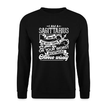 Sagittarius Sagittarius I Can Be The Best Thing - Unisex Sweatshirt - black - Front - Alina (178cm) & Michal (187cm)