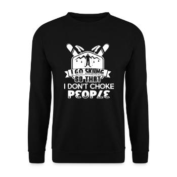 Skiing I Go Skiing So I Don't Choke People - Unisex Sweatshirt - black - Front - Alina (178cm) & Michal (187cm)