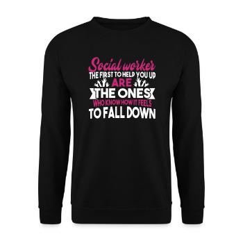 Social Worker Social Worker Job - Unisex Sweatshirt - black - Front - Alina (178cm) & Michal (187cm)