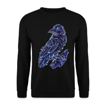 Coole Krähe Raber Galaxytier Sternzeichen Geschenk - Unisex Pullover - Schwarz - Vorne - Alina (178cm) & Michal (187cm)