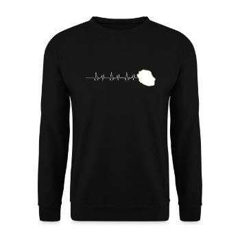 Hearbeat Ile de la Réunion Cadeau Original - Sweat-shirt Unisexe - noir - Devant - Alina (178cm) & Michal (187cm)