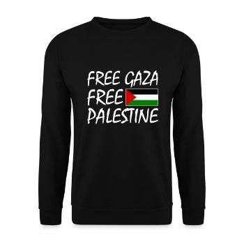 Free gaza Free palestine - Unisex Pullover - Schwarz - Vorne - Alina (178cm) & Michal (187cm)
