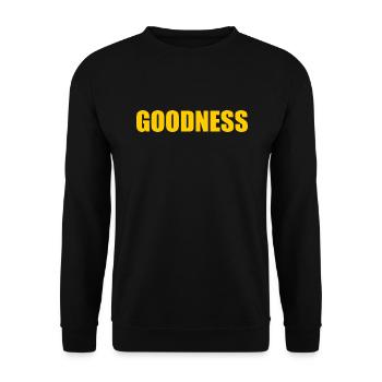 goodness - Unisex Pullover - Schwarz - Vorne - Alina (178cm) & Michal (187cm)