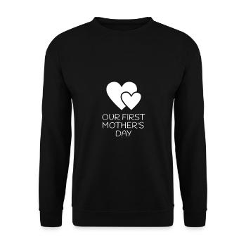 Stolze Mama erster Muttertrag Sprüche Geschenk - Unisex Pullover - Schwarz - Vorne - Alina (178cm) & Michal (187cm)