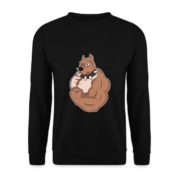 Body Building Chien Gym Taureau - Sweat-shirt Unisexe - noir - Devant - Alina (178cm) & Michal (187cm)