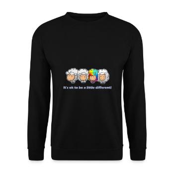 C'est ok d'être un peu différent! Moutons fou - Sweat-shirt Unisexe - noir - Devant - Alina (178cm) & Michal (187cm)