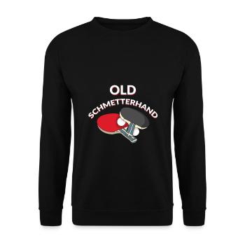 Old Schmetterhand Tischtennis - Unisex Pullover - Schwarz - Vorne - Alina (178cm) & Michal (187cm)