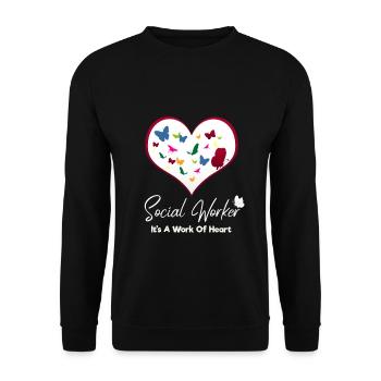 Social Worker It's A Work Of Heart Sozialarbeiter - Unisex Sweatshirt - black - Front - Alina (178cm) & Michal (187cm)