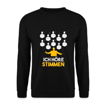 Ich höre Stimmen Chorleiter Dirigent Chor - Unisex Pullover - Schwarz - Vorne - Alina (178cm) & Michal (187cm)
