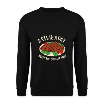 A Steak A Day Keeps The Doctor Away - Unisex Sweatshirt - black - Front - Alina (178cm) & Michal (187cm)
