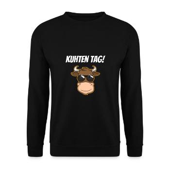 Kuhten Tag Kuh Kühe Landwirt Bauer - Unisex Pullover - Schwarz - Vorne - Alina (178cm) & Michal (187cm)