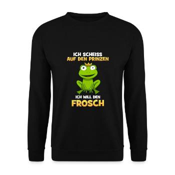 Ich scheiss auf den Prinzen ich will den Frosch - Unisex Pullover - Schwarz - Vorne - Alina (178cm) & Michal (187cm)