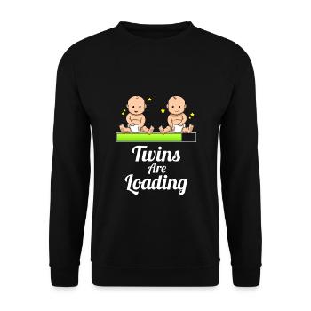 Twins are loading Zwillinge Schwangerschaft - Unisex Pullover - Schwarz - Vorne - Alina (178cm) & Michal (187cm)