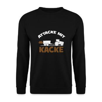 Attacke mit Kacke Bauer Landwirt Gülle Bauernhof - Unisex Pullover - Schwarz - Vorne - Alina (178cm) & Michal (187cm)