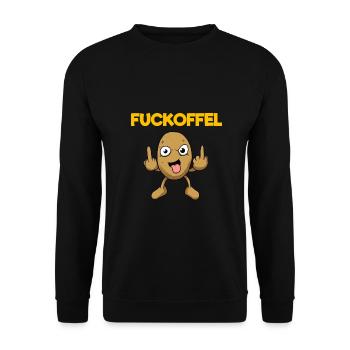 Fuckoffel Kartoffel lustig - Unisex Pullover - Schwarz - Vorne - Alina (178cm) & Michal (187cm)