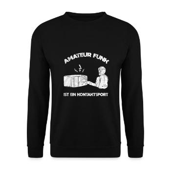 Amateurfunk ist Kontaktsport Funkamateur CB-Funker - Unisex Pullover - Schwarz - Vorne - Alina (178cm) & Michal (187cm)