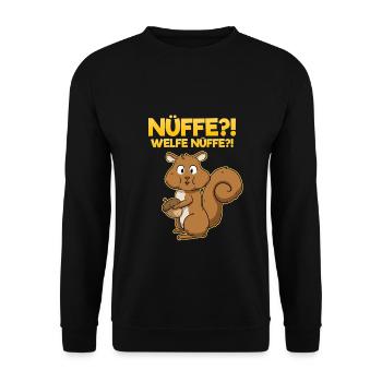 Nüffe Welfe Nüffe Eichhörnchen Nüsse - Unisex Pullover - Schwarz - Vorne - Alina (178cm) & Michal (187cm)