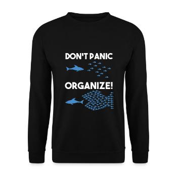 Don't panic organize shoal of shark fish - Unisex Sweatshirt - black - Front - Alina (178cm) & Michal (187cm)