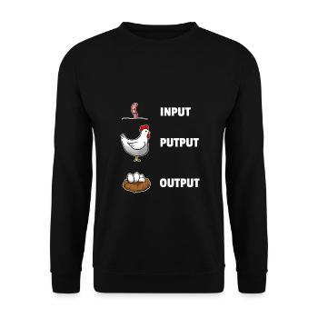 Input Putput Output Chickens Computer Science - Unisex Sweatshirt - black - Front - Alina (178cm) & Michal (187cm)