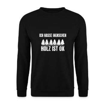 Je hais les gens le bois est bon bois de bois - Sweat-shirt Unisexe - noir - Devant - Alina (178cm) & Michal (187cm)