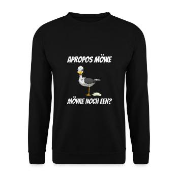 Apropos Möwe Möwie noch een? Plattdeutsch Vintage - Unisex Pullover - Schwarz - Vorne - Alina (178cm) & Michal (187cm)