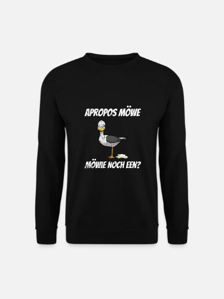 Apropos Möwe Möwie noch een? Plattdeutsch Vintage - Unisex Pullover - Schwarz
