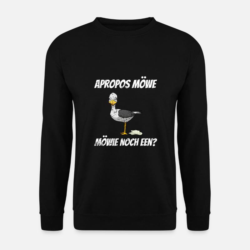 Apropos Möwe Möwie noch een? Plattdeutsch Vintage - Unisex Pullover - Schwarz